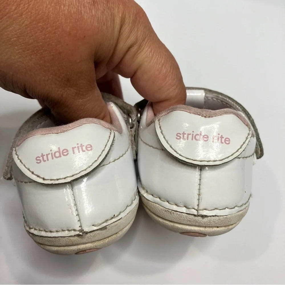 Stride rite white patent leather Amalie mary Jane‎ shoes size 5.5 early walkers